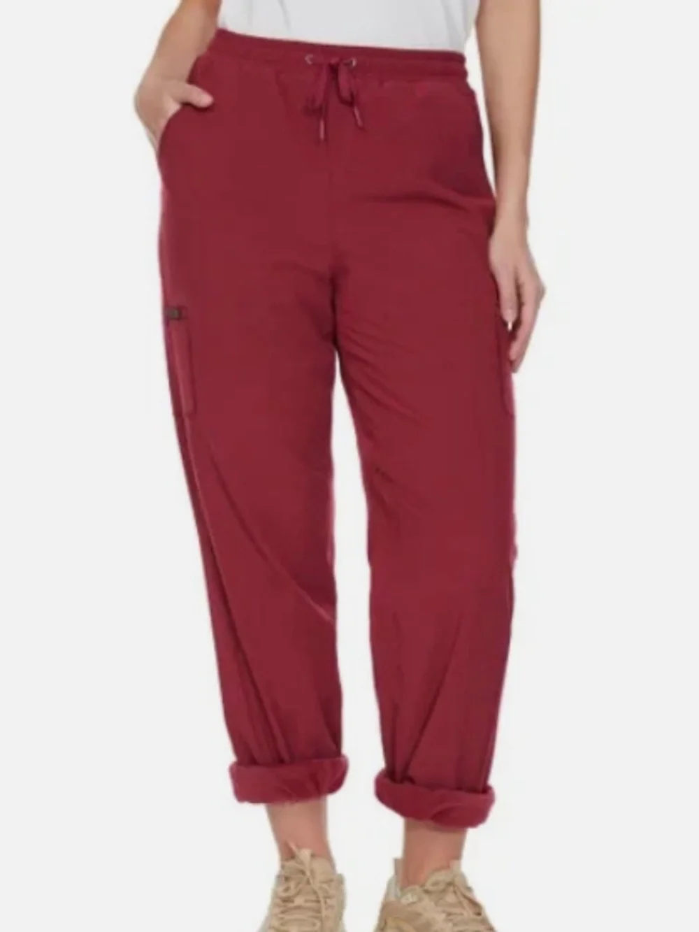 Merrell Womens Red Fleece Lined Cargo Jogger Pants Small